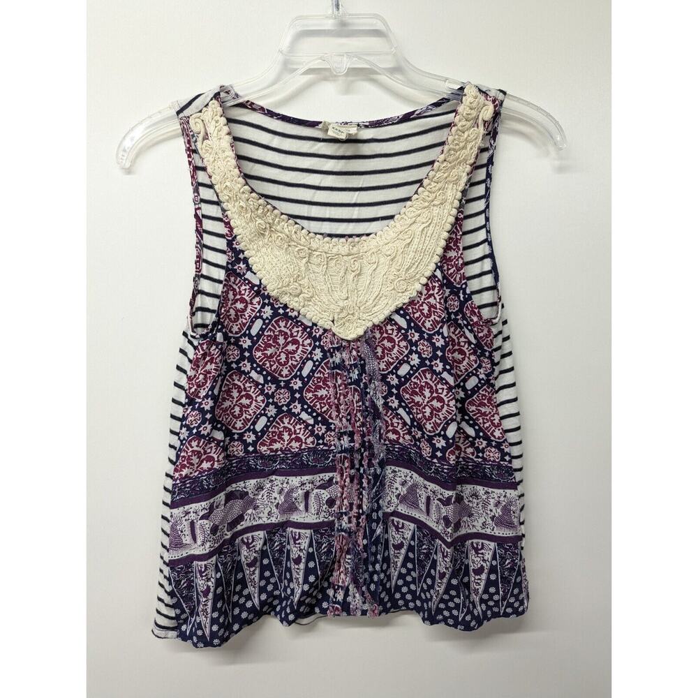 Tiny Anthropologie Santa Clara Lace Embroidered Mixed Print Tank Top Shirt XXSP